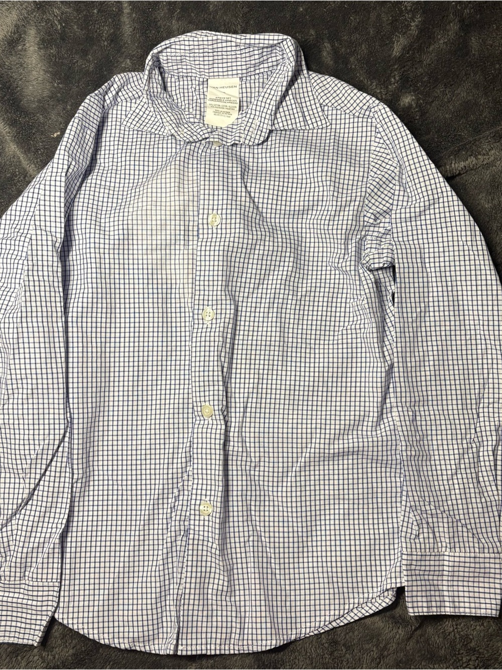 Van Heusen Blue and White Checked Button-Down Shirt